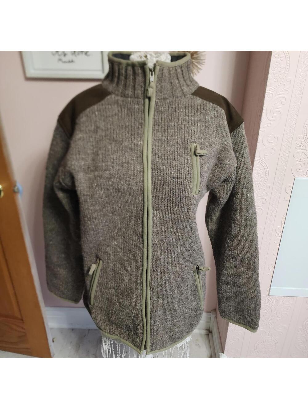 Laundromat Wool Jacket XL Men Fleece Lined Handmade Nepal Suede Trim Heavy Coat